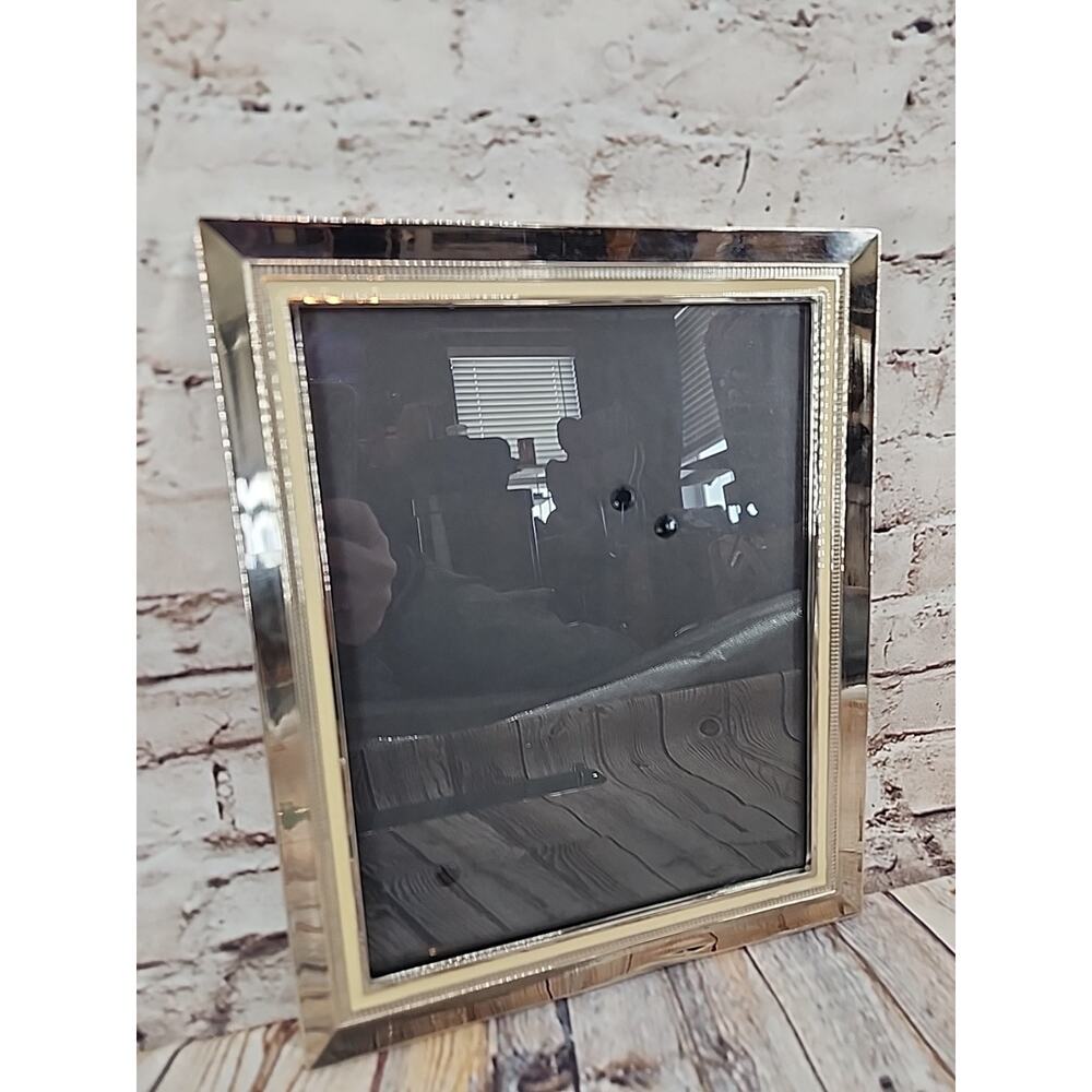 Vintage Silver Plated Frame With Beige Stone Inlay 11.5 X 8.5 W 8x10